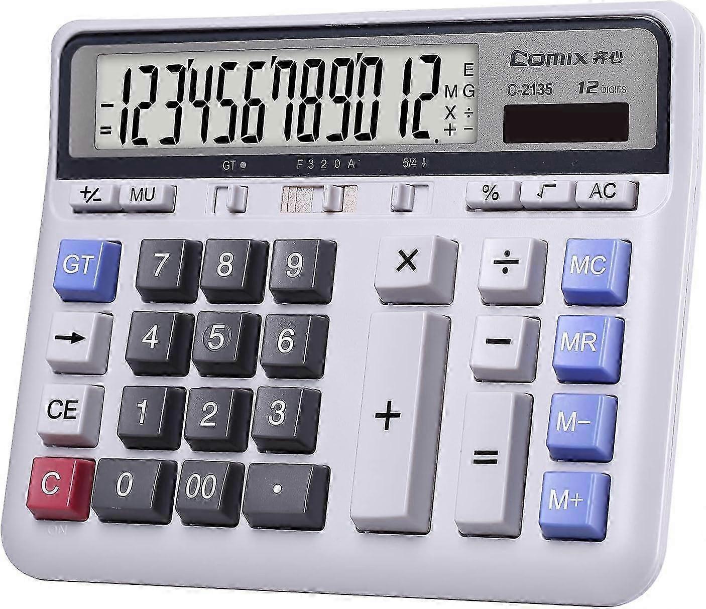 12-Digit Desktop Calculator with Large LCD Display - Solar & Battery Powered, Sensitive Button Design for Easy Calculation in 2025