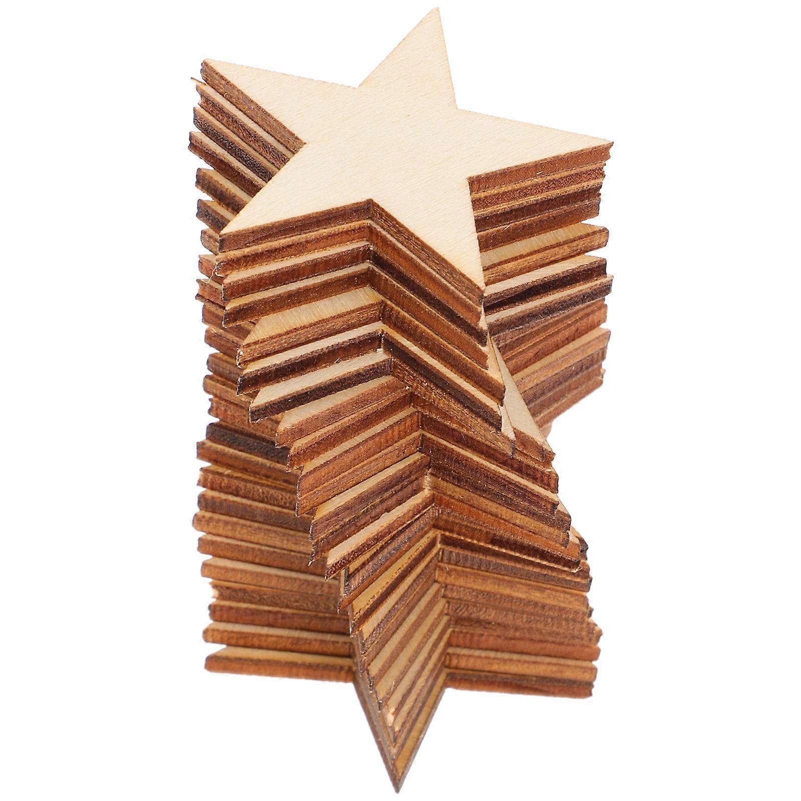 50 Pcs Unfinished Star Shape Wood Cutouts Durable Wooden Pieces for DIY Crafts, Party Decorations, and Educational Game Props