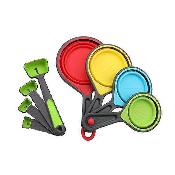 Foldable silicone measuring cups & measuring spoons - set