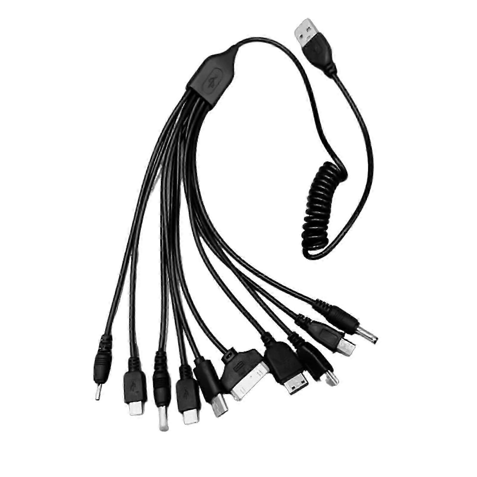 54cm Long Spring Coiled USB Charging Cable Cord 10 Different Connectors Wire Support Efficient Data and Power Transfer