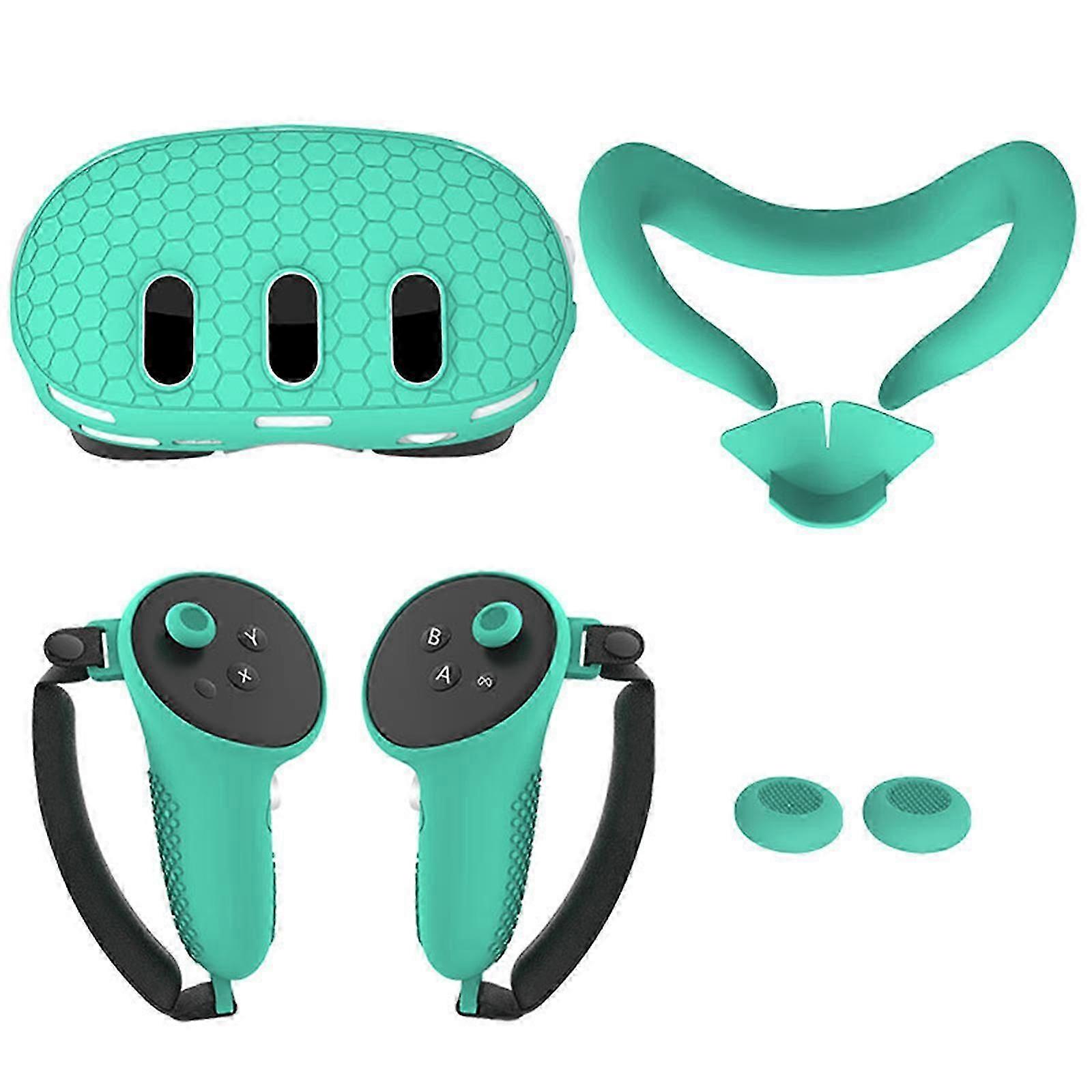 Silikon-Schutzhülle für Oculus Quest 3, inklusive Shell-Abdeckung, Gesichtsabdeckung, Controller-Griffabdeckung, Objektivabdeckung, Joystick-Kappen (nicht zum Aufladen