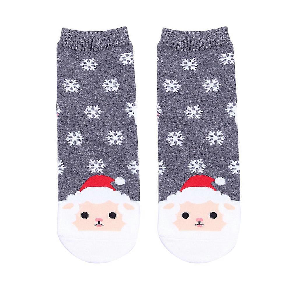 Christmas Socks Kids Comfortable Grey Socks With Snowflake And Sheep Pattern Warm Cotton Socks 1Pair