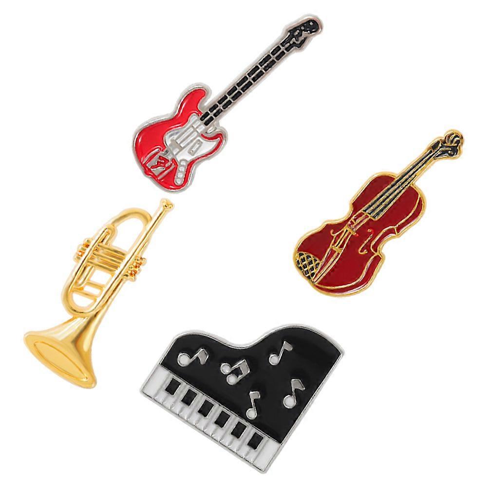 Alloy Musical Instrument Brooch 4Pcs Assorted Color for Decor with Versatile Styling