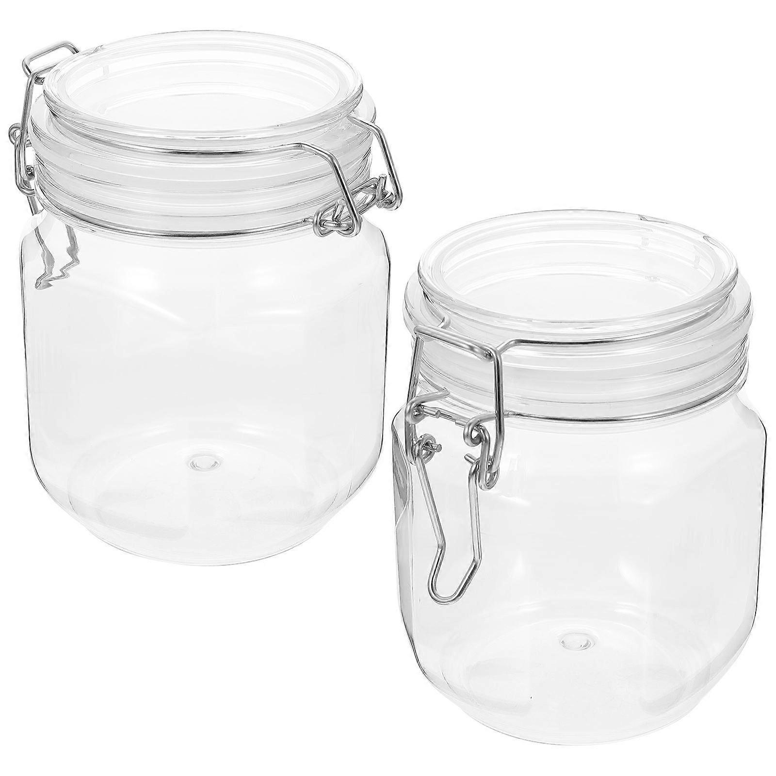 Transparent Airtight Jar with Lid for Home Use Honey Storage 2Pcs
