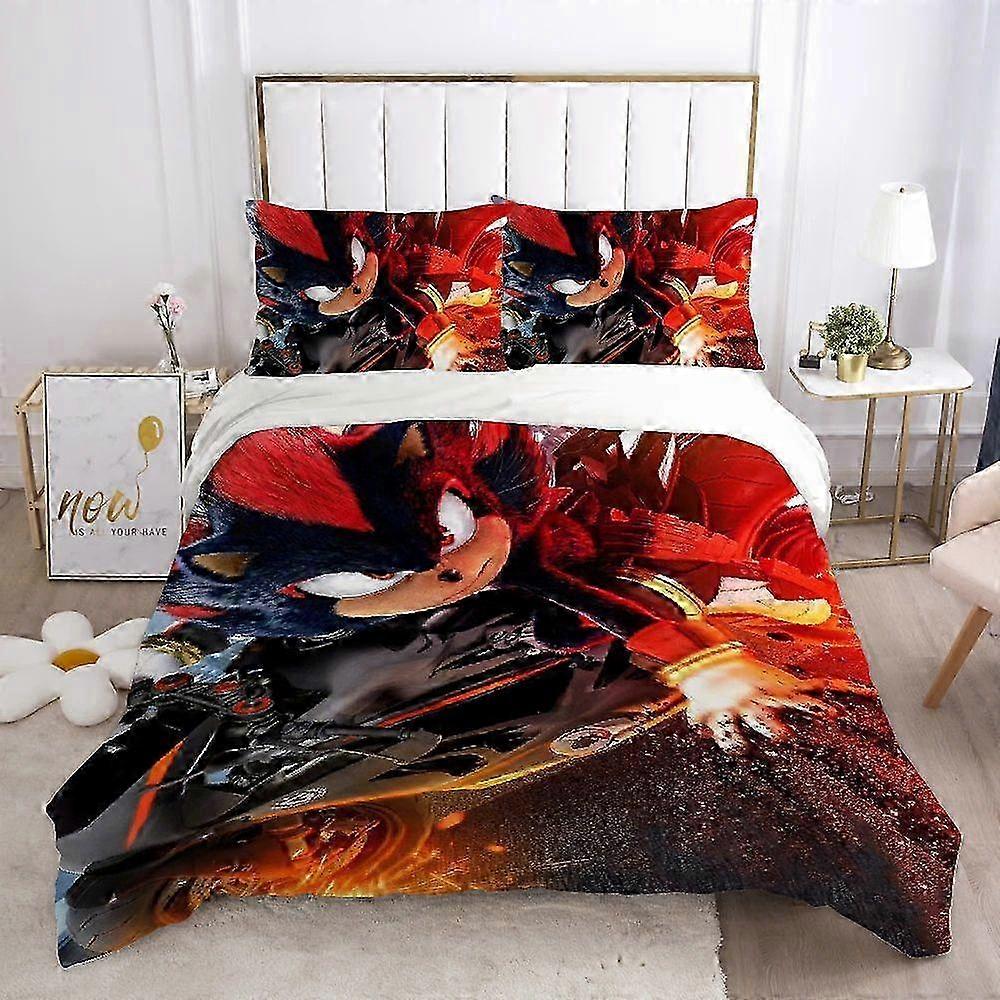 2025 x170 LakanBjörnöverdrag Täcke Sängkläder Sängkläder Set Påslakan S-shadow H-Hedgehog Överdrag Täcke Set S-sonic 3-delat sängkläder (1 Påslakan