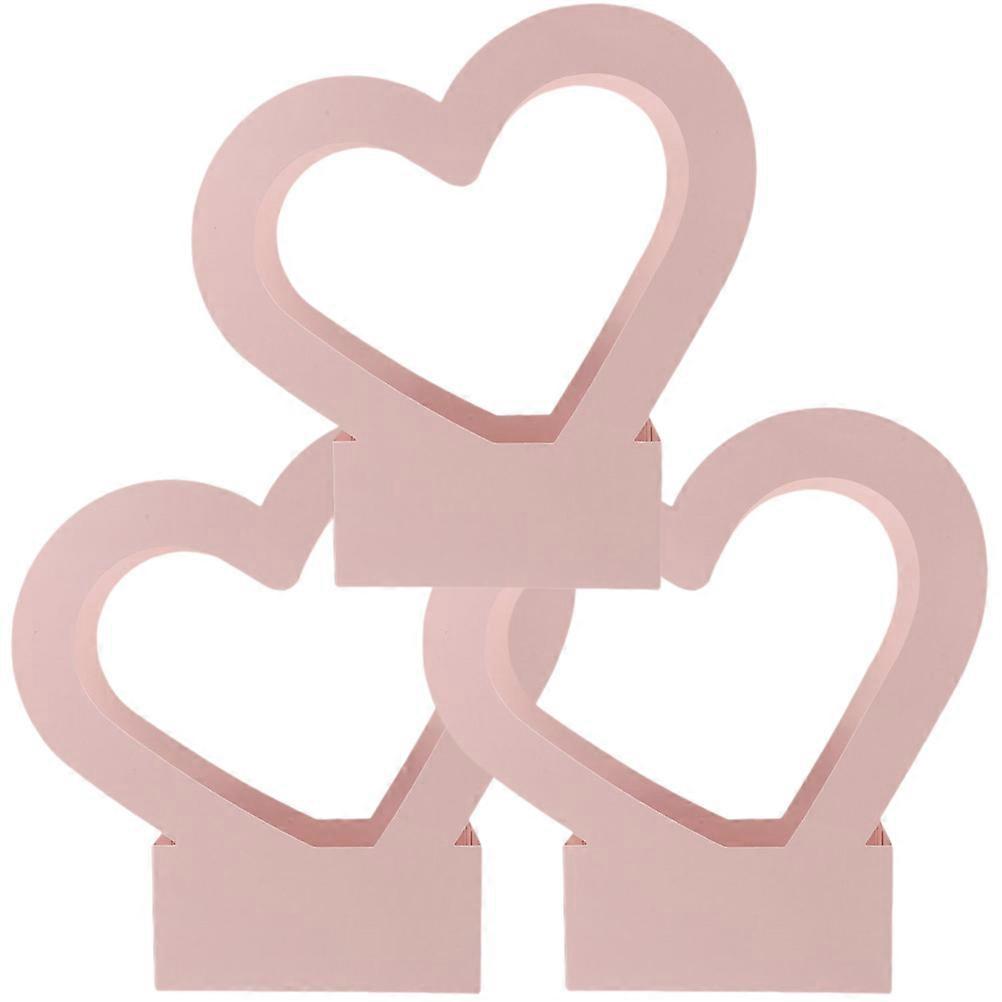 Pink Heart Shaped Paper Flower Boxes for Wedding Home Use with Fine Workmanship 3Pcs