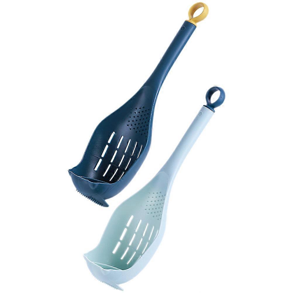 Skimmer Spoon 2Pcs Blue Plastic Drainer for Kitchen with Handle Kitchen Utensils