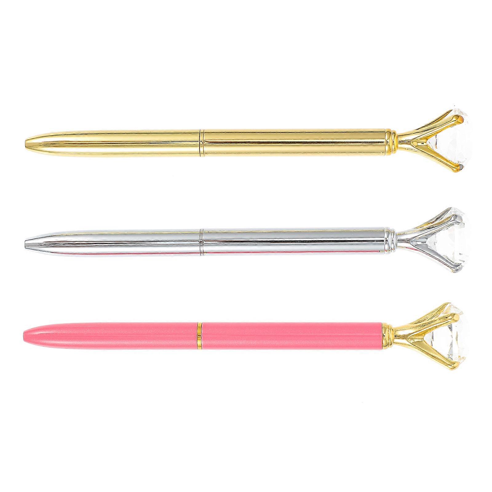 Crystal Ballpoint Pens 3Pcs Novelty Design Assorted Color Quick-dry Ink Portable Gifting Option