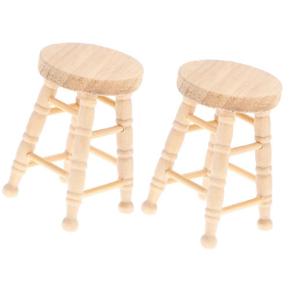2pcs Mini Round Stool for Playing Use Made of Plastic Light Yellow Color Perfect for Mini House