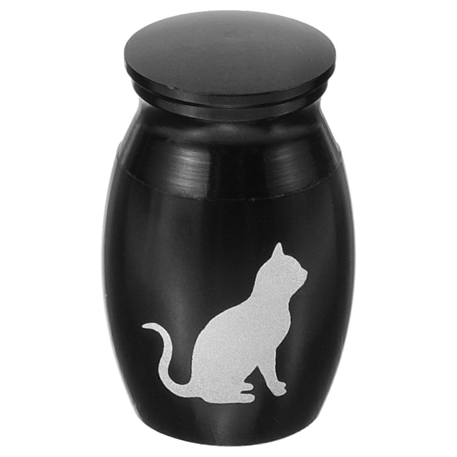 Mini Metal Pet Urn for Ashes with Strong Seal Black Alloy Keepsake 3.5 x 2.5 Inches
