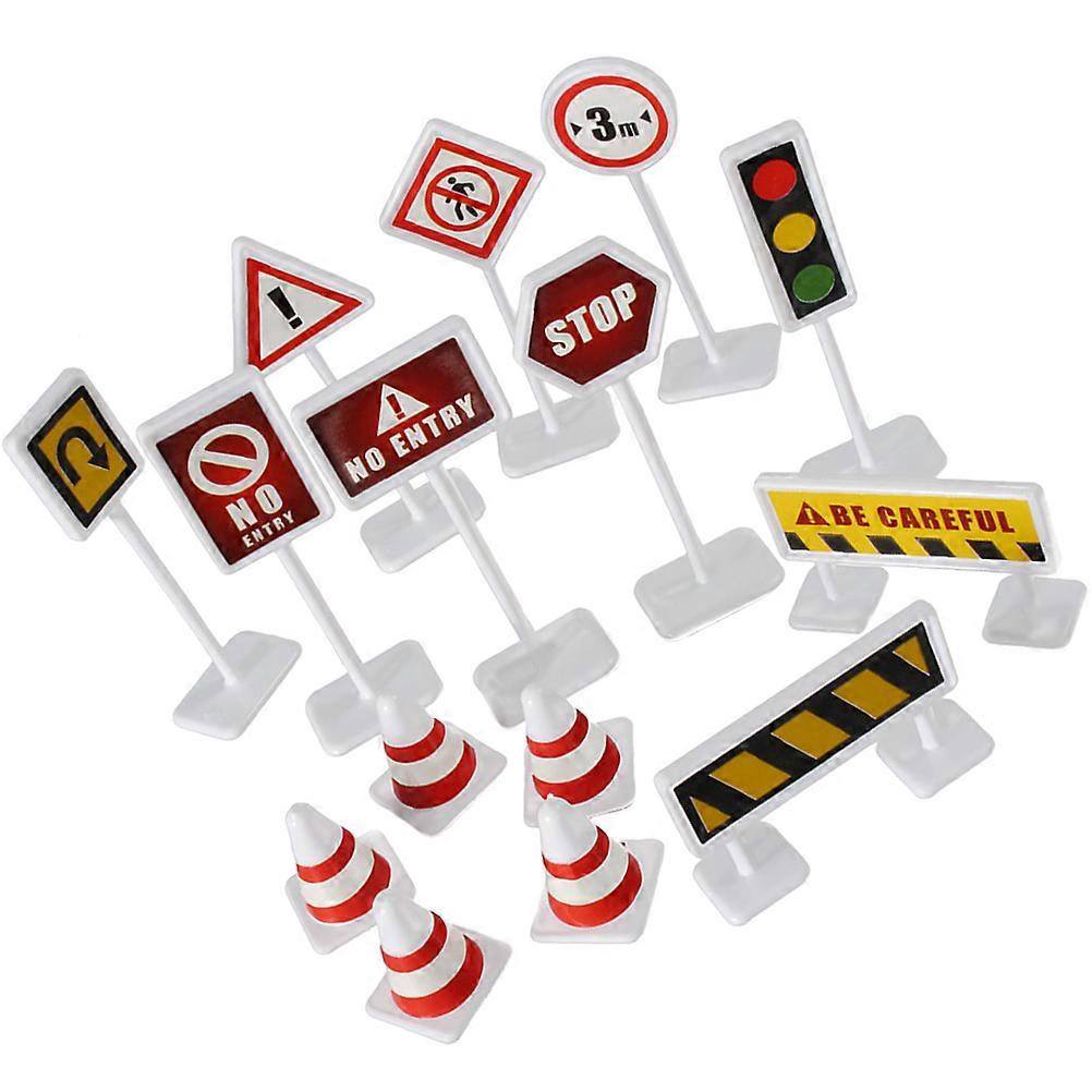 It looks like you're referring to a **product listing** for a **miniature traffic road signs and barriers kit**, commonly used for **early childhood