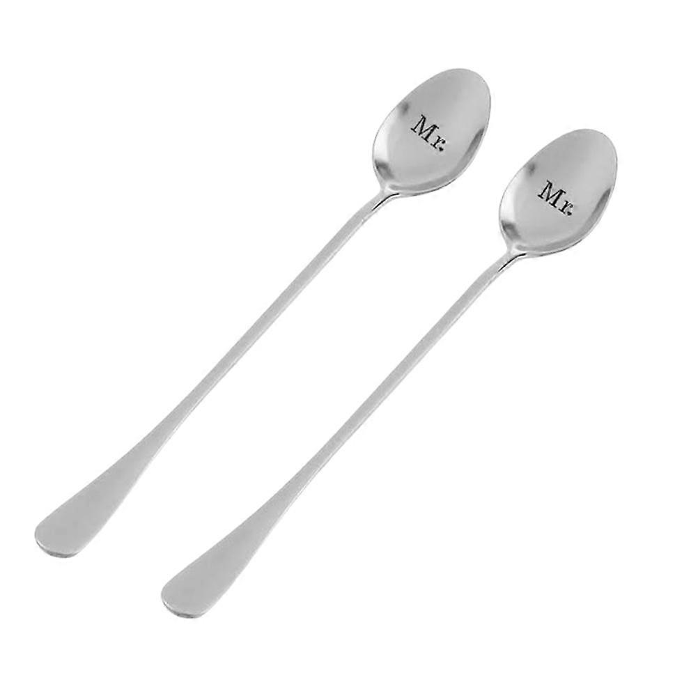 Stainless Steel Soup Spoon with Long Handle for Kitchen Use Design 2 Pcs 6.5 inches
