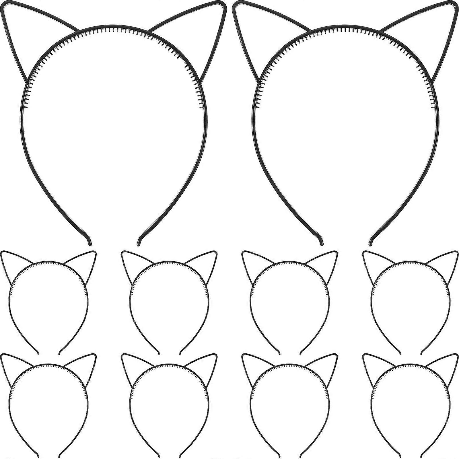 Durable Kids Cat Ear headband for Hair Decoration Made of Plastic Black Fits Daily Wear and Parties 10pcs