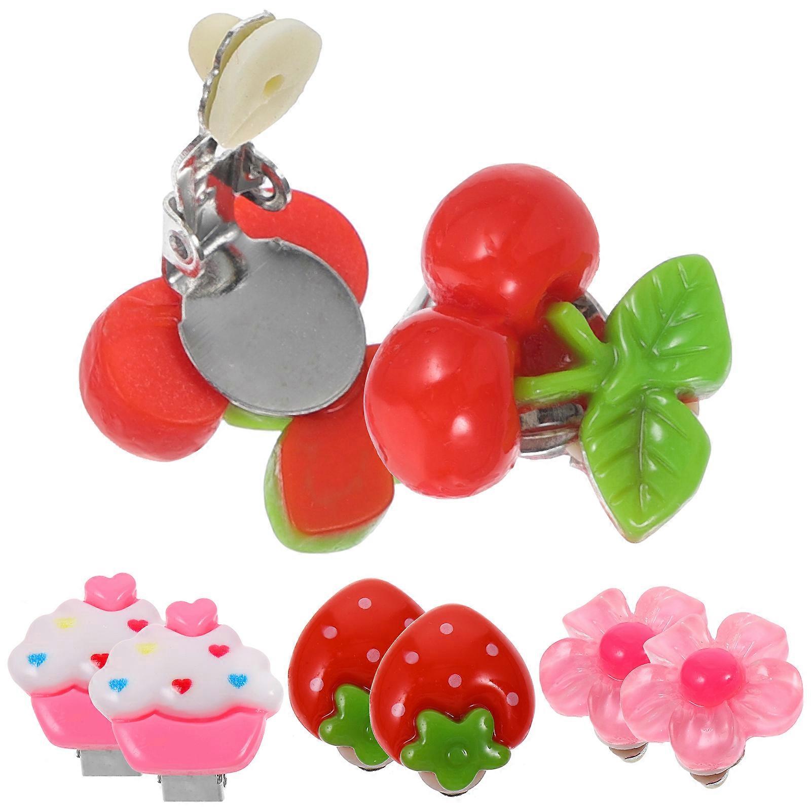 Stylish Acrylic Kids Clip Earrings for Decorating Assorted Colors 4 Pair