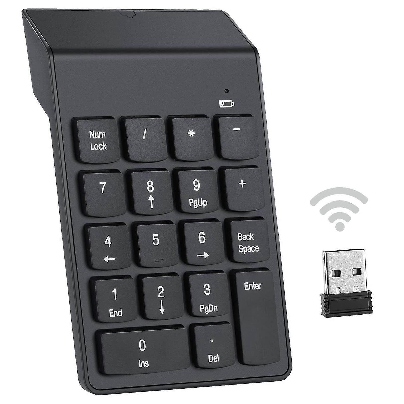 Wireless Number Keypad 18-Key Numeric Numpad, 2.4G Wireless With Mini USB Receiver, Ultra-Thin For Laptop Desktop Notebook