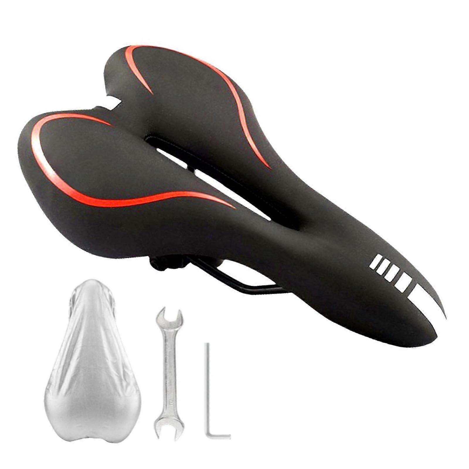 Non-Slip Breathable Bicycle Saddle Replacement Cushion, Soft Silicone Bike Seat Pad, Red Color, Universal Fit