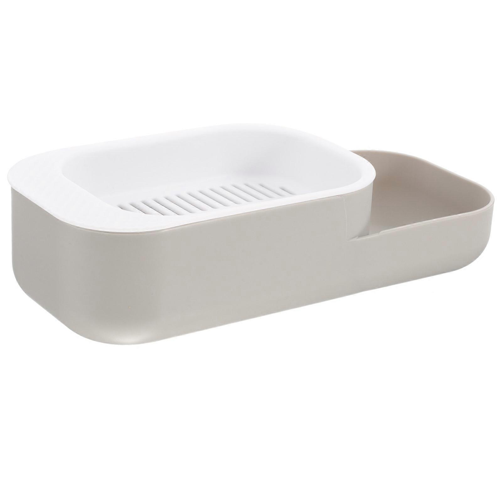Hydroponic Planter Box for Indoor Cat Grass Snack Set in Light Grey Plastic with Densely Small