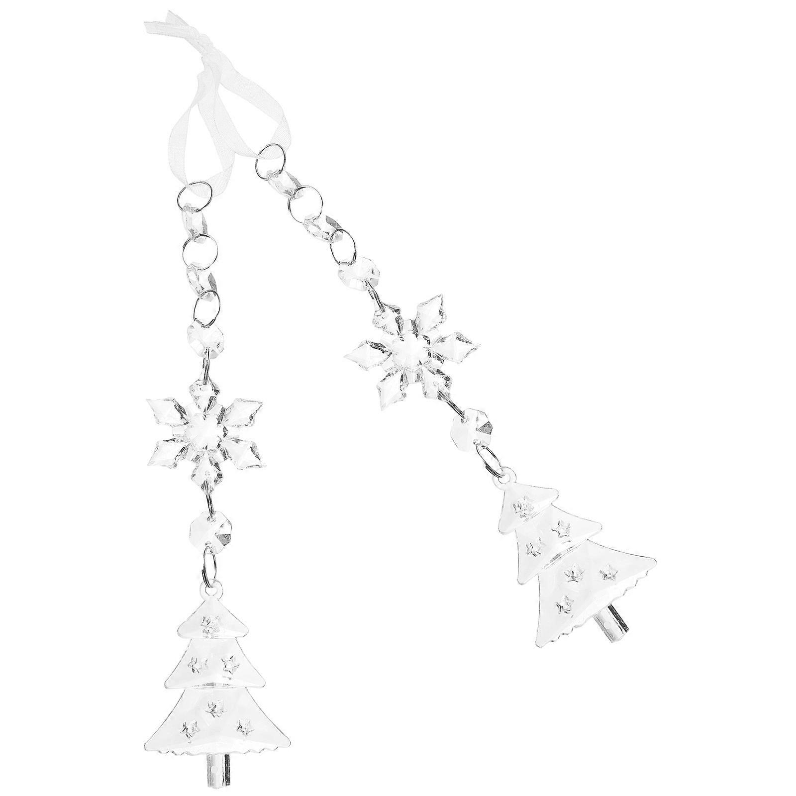 Snowflake Tree Decoration 2Pcs For Holiday Occasion In Classic Style Featuring Reusable Transparent Acrylic Design