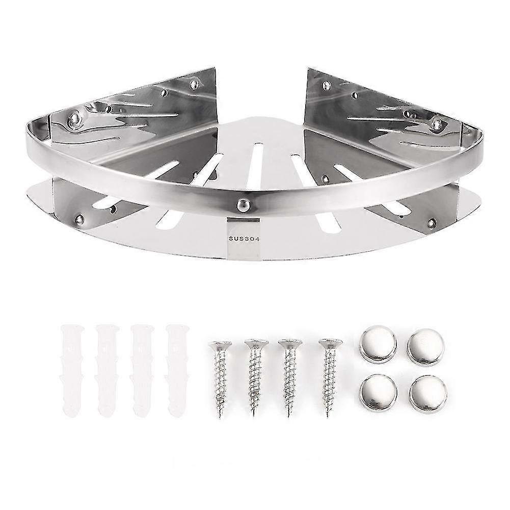 Corner Storage Organizer Shelf for Bathroom - Wall-Mounted Single Layer Stainless Steel Storage Solution