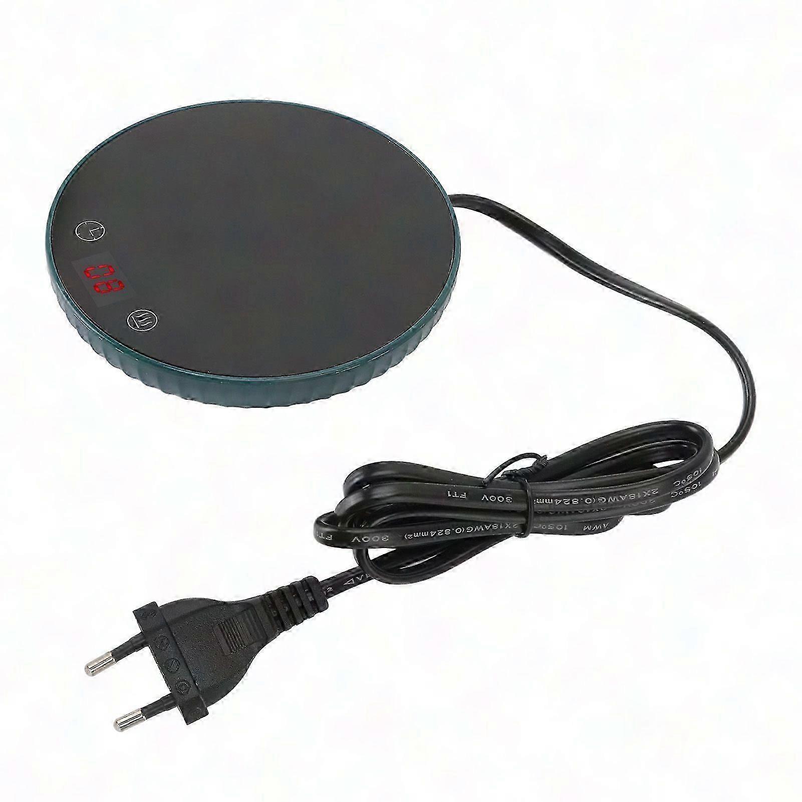 55C Digital Display Cup Warmer Touch Button Coffee Warmer for Desk Stainless Steel Mug Green EU Plug