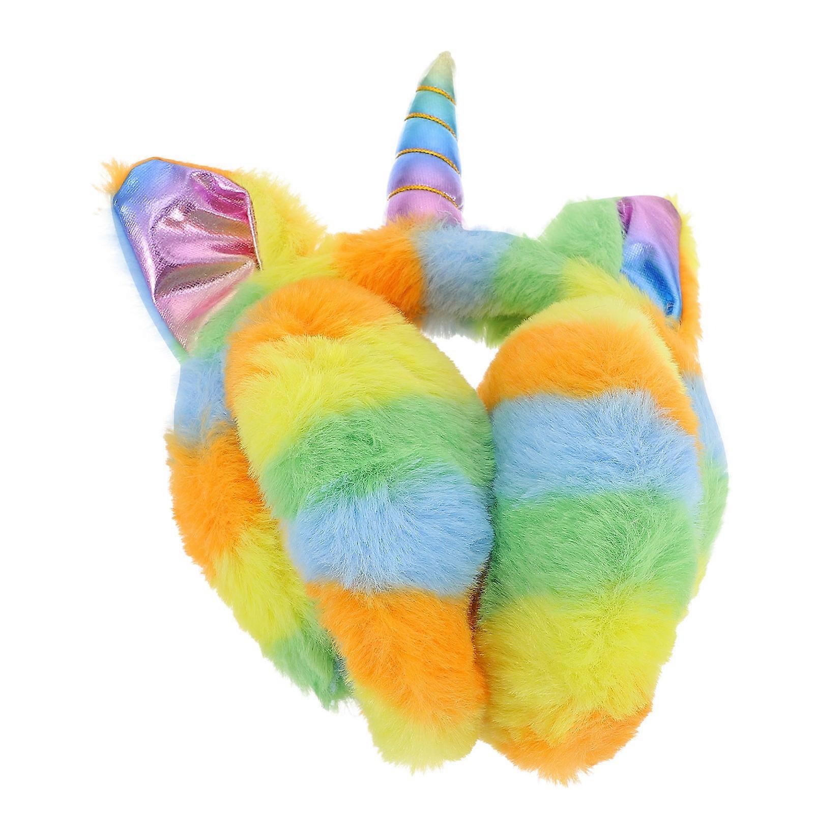 Warm Winter Ear Cover with Unique Unicorn Design Made of Plush Material Multi Color One Size Fits All