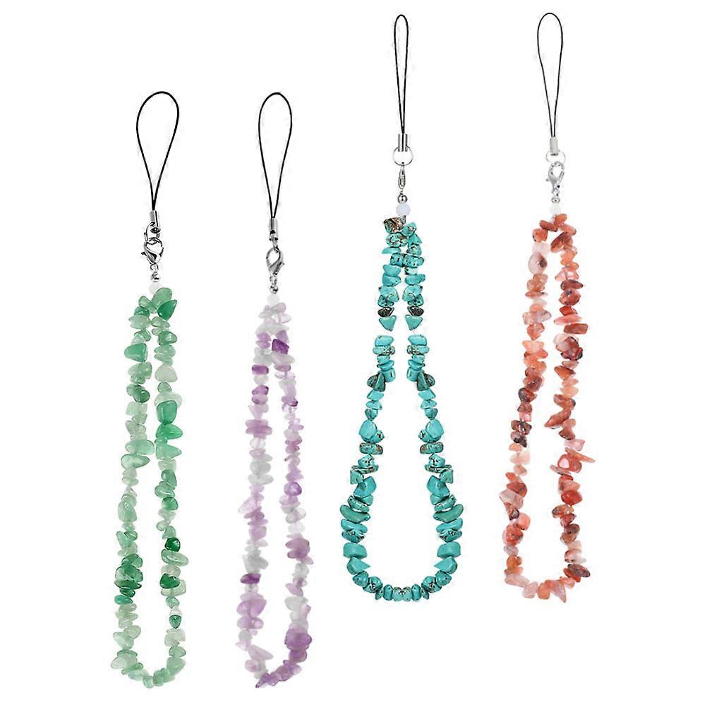 4Pcs Phone Charm Beaded Cell Phone Lanyard Wrist Strap Mobile Phone Chain String for Women Girl