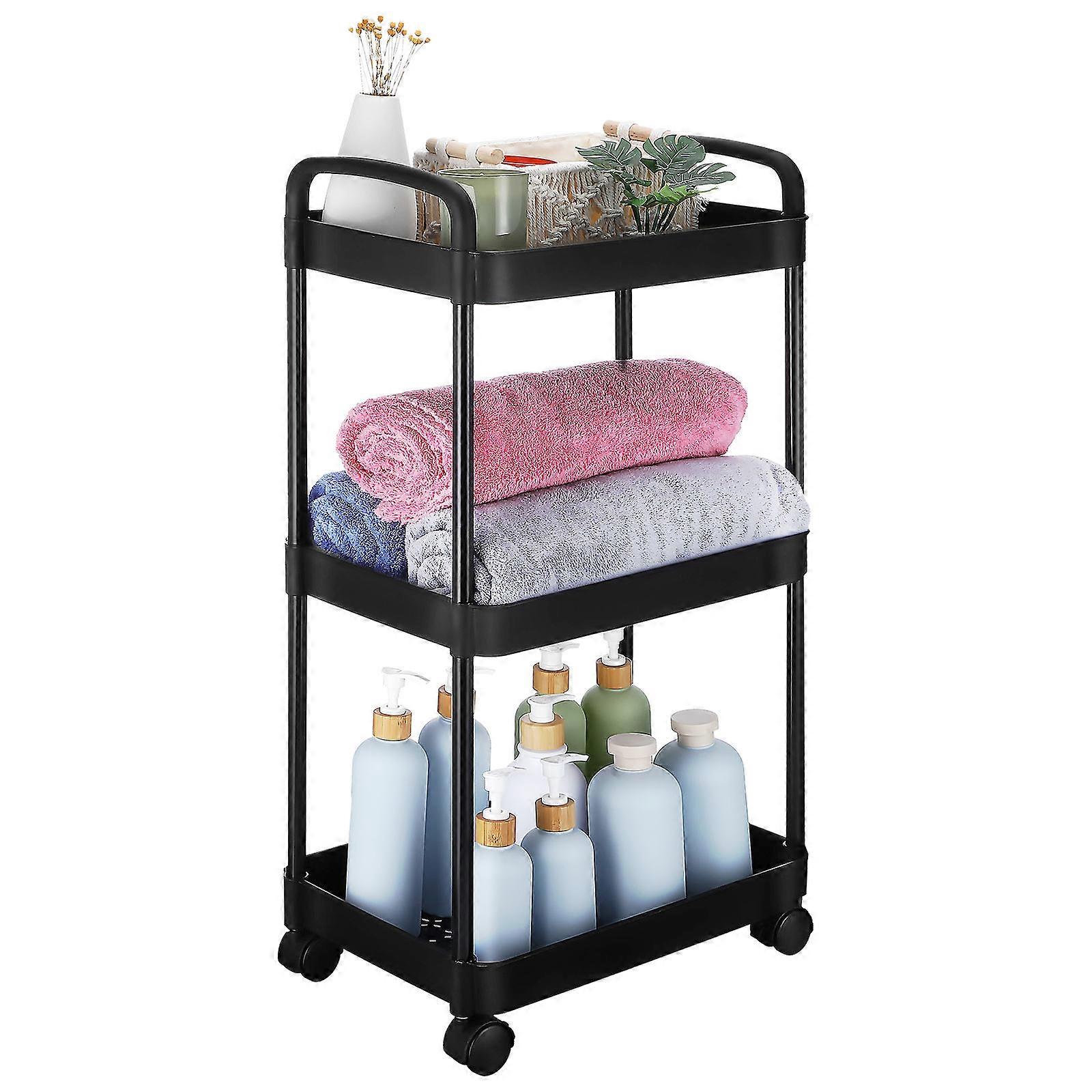 Compact Rolling Utility Cart with Wheels – Easy Assembly, Strong Structure, Stylish Design for Bedroom, Kitchen or Office Storage Organization