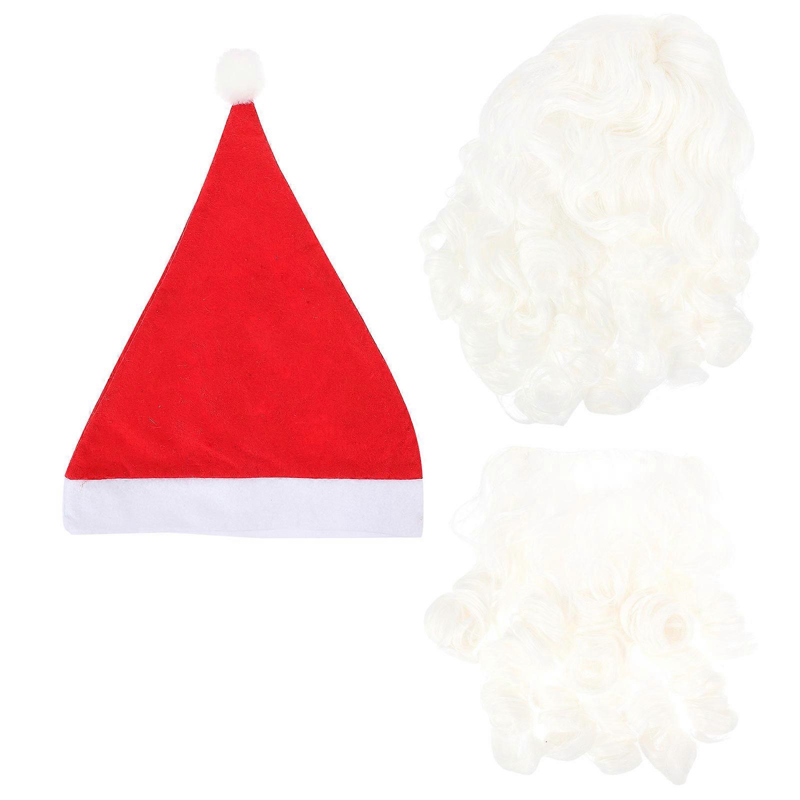 Santa Claus Costume Accessories Kit With Hat Wig Beard For Christmas Party And Cosplay Celebration 2 Sets