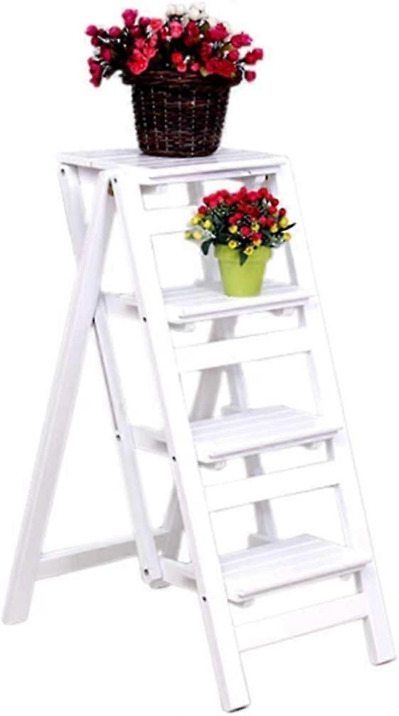Portable, foldable step stool, stable fourstep wooden stool for climbing indoors