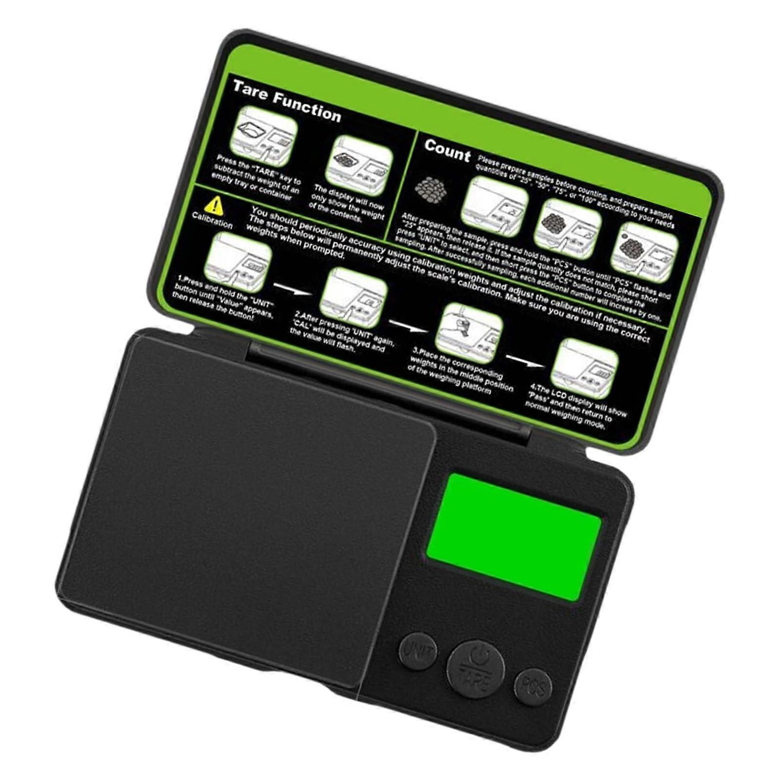 Miniature Precision Scale 0.01g Accuracy LCD Backlit Display for Gold Jewelry in Poor Lighting Conditions Pocket Scale for Jewelry 1000g to 0.01g