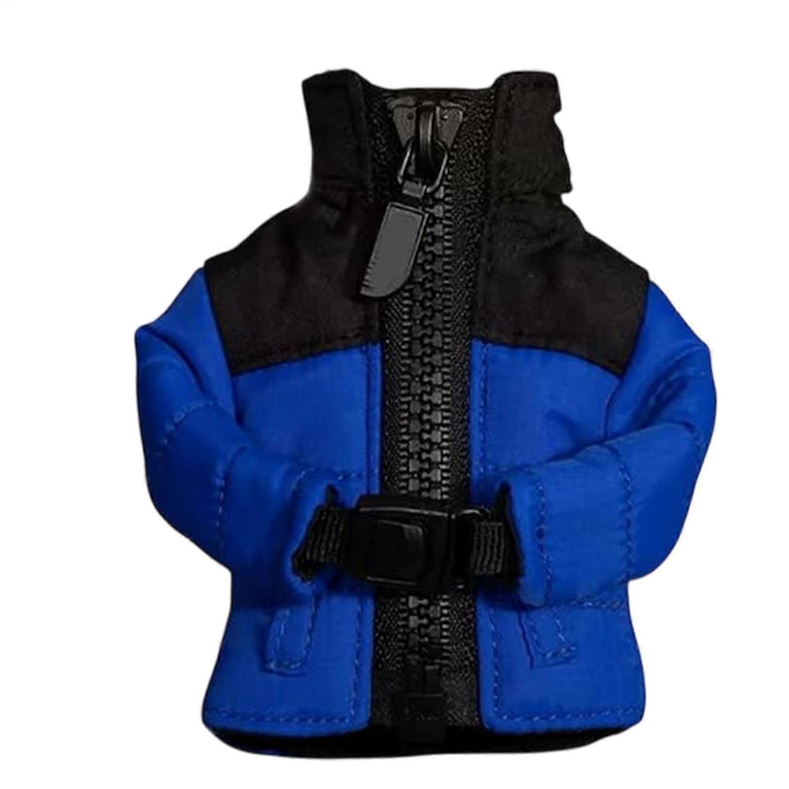 Key Wallet Leather Jacket Keychain With Zipper, 10 Cm, Blue Miniature Down Coat Charm, Portable Pocket Pendant