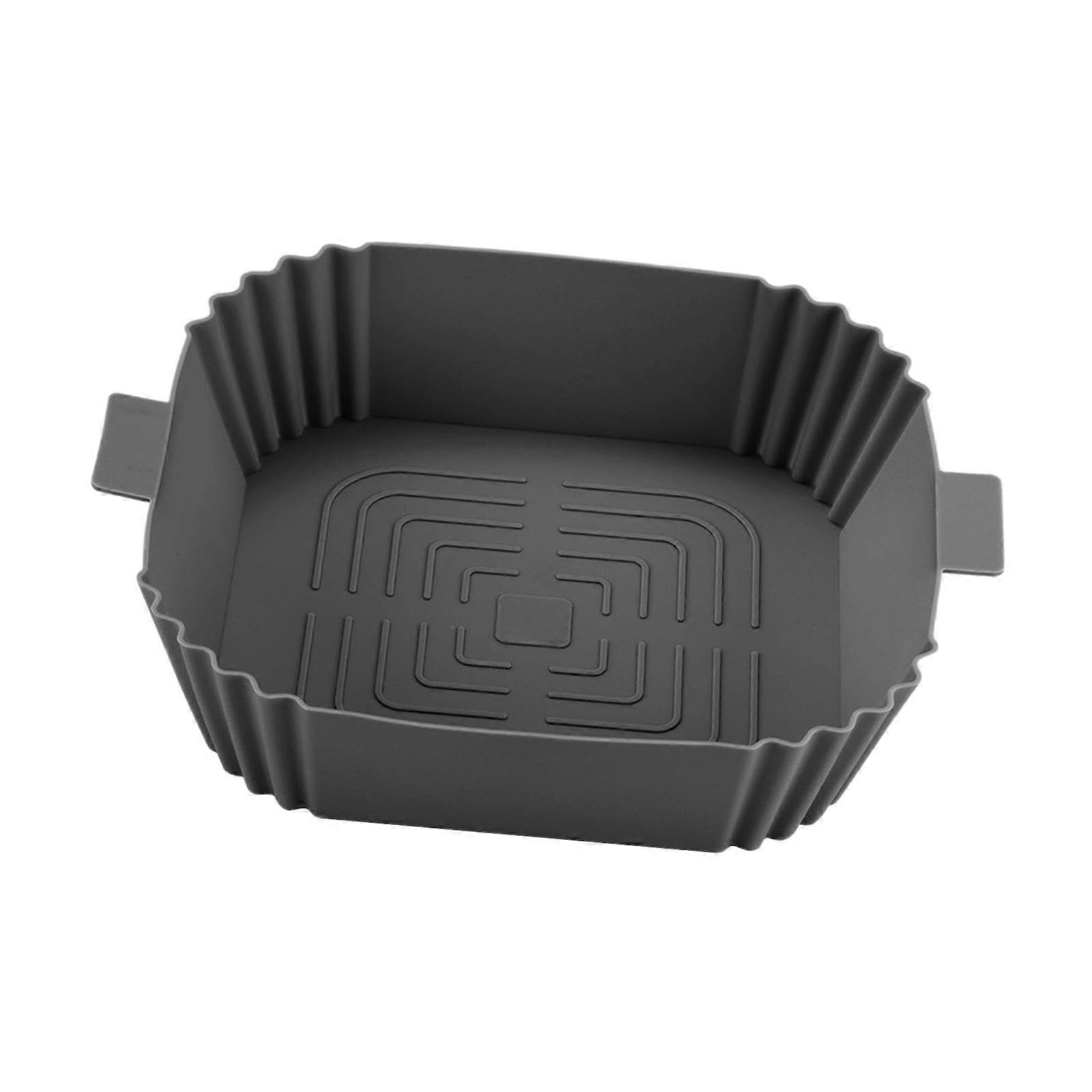 Rectangular basket, nonstick frying pot insert, baking tray, kitchen accessories, silicone pot for stoves, gray