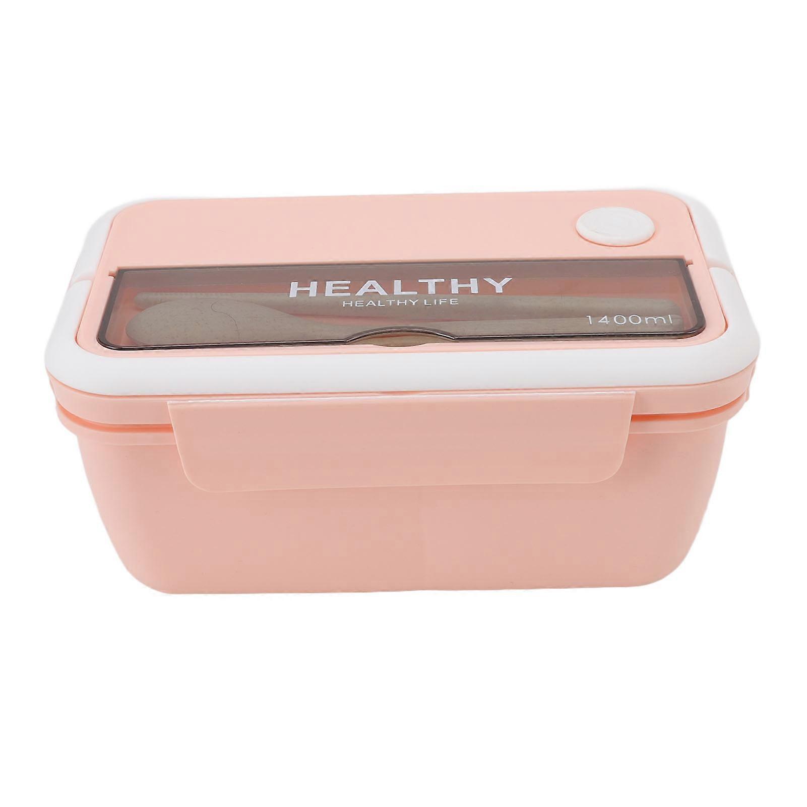 1400ml Bento Box Portable with Divider High Capacity Microwave Safe Japanese Lunch Container for Students Office Pink 