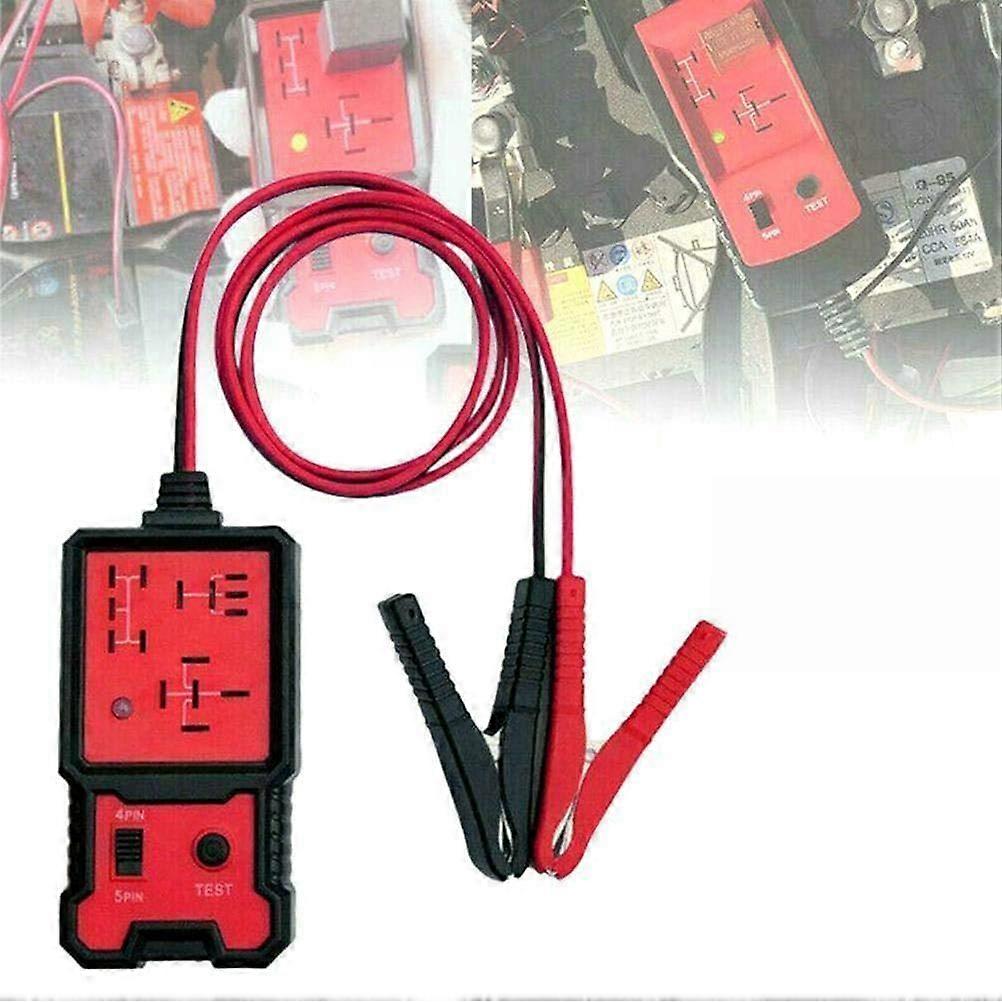 12V Relay Tester with LED Indicator, Compact Size 13x7x3cm, Lightweight Automotive Relay Function Checker in Black and Red
