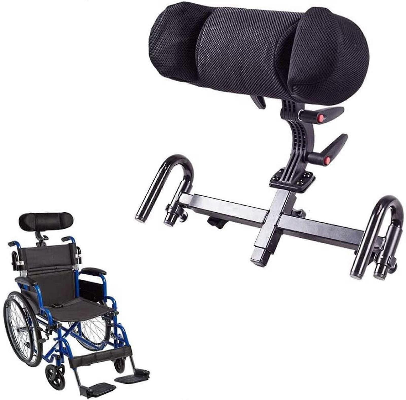 Neck Pillow for Wheelchair, Adjustable Headrest Support Cushion, Universal Black Headrest for Travel Commode Chair