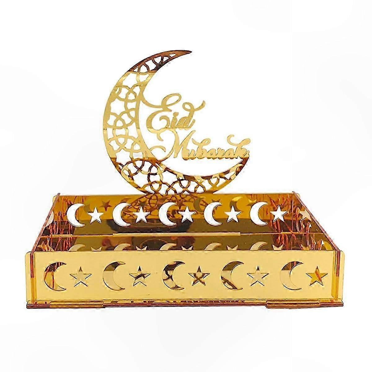 Islamic Festival Decorative Tray for Ramadan and Eid, Crescent Moon Design Fruit Plate for Desserts and Gifts