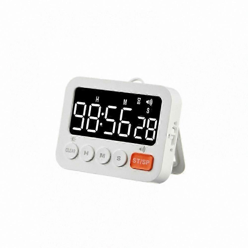 Large LED Magnetic Kitchen Timer with Countdown and Count-Up Features, Adjustable Volume for Cooking, User-Friendly for Kids and Seniors (White)