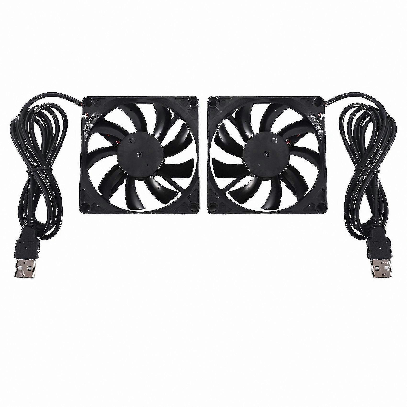 80mm USB Powered Cooling Fan, 8cm DC Brushless Fan for PC Case, Router, and Electronics, Pack of 2