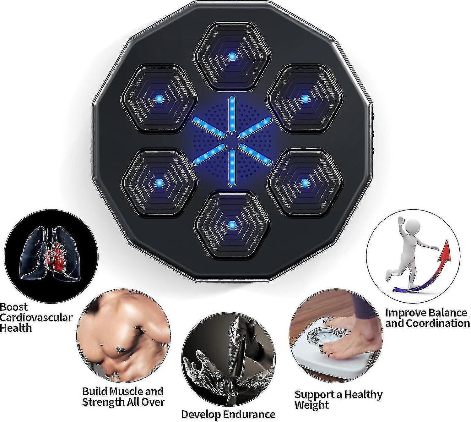 Music Boxing Machine, Wall Mount Electronic Punching Pads, Smart Focus Agility Training Target