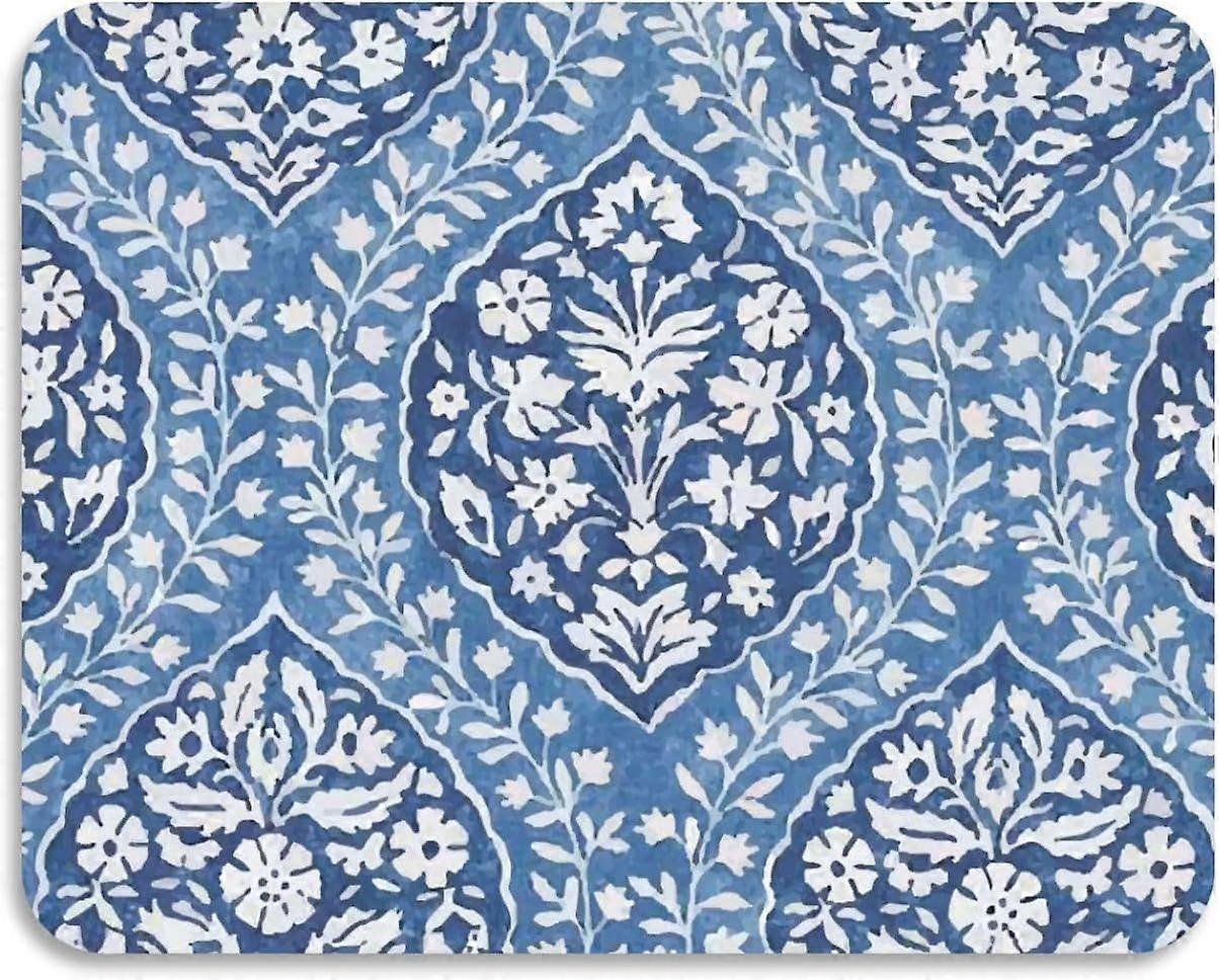 Block Print Ikat Dish Drying Mat for Countertop 20" x 16" Super Absorbent Drying