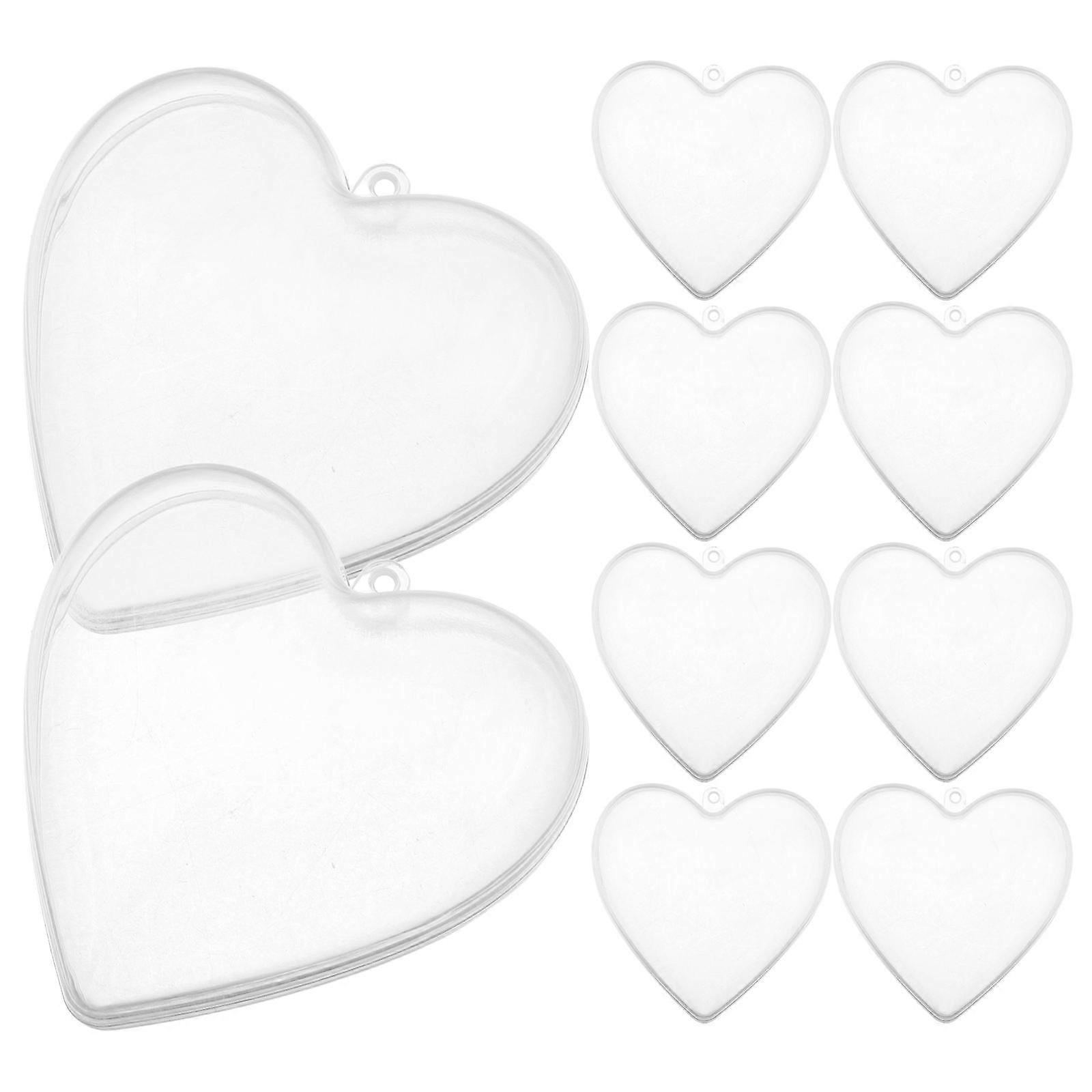 10Pcs Heart Shaped Clear Plastic Fillable Ornaments For Party Decoration Suitable For Christmas And Valentine's Day