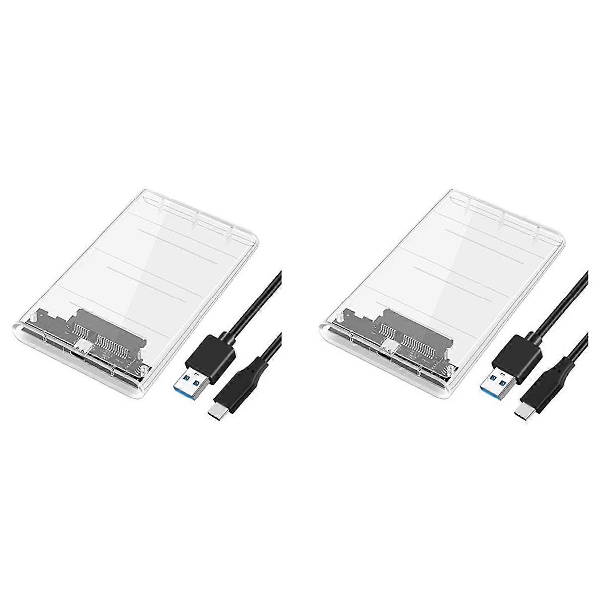 2X USB3.0/Type-C HDD Enclosure of 2.5 Inch Hard Disk Case SSD SATA3 to USB 3.0 Transparent HDD Box U