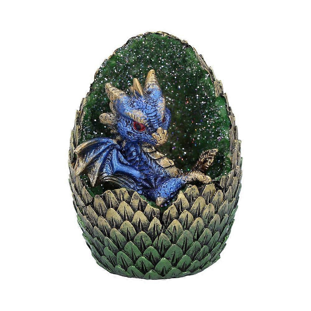 U5000R0 Blue Geode Home Glittering Hatchling And Egg Figurine Polyresin One Size For Home Decor