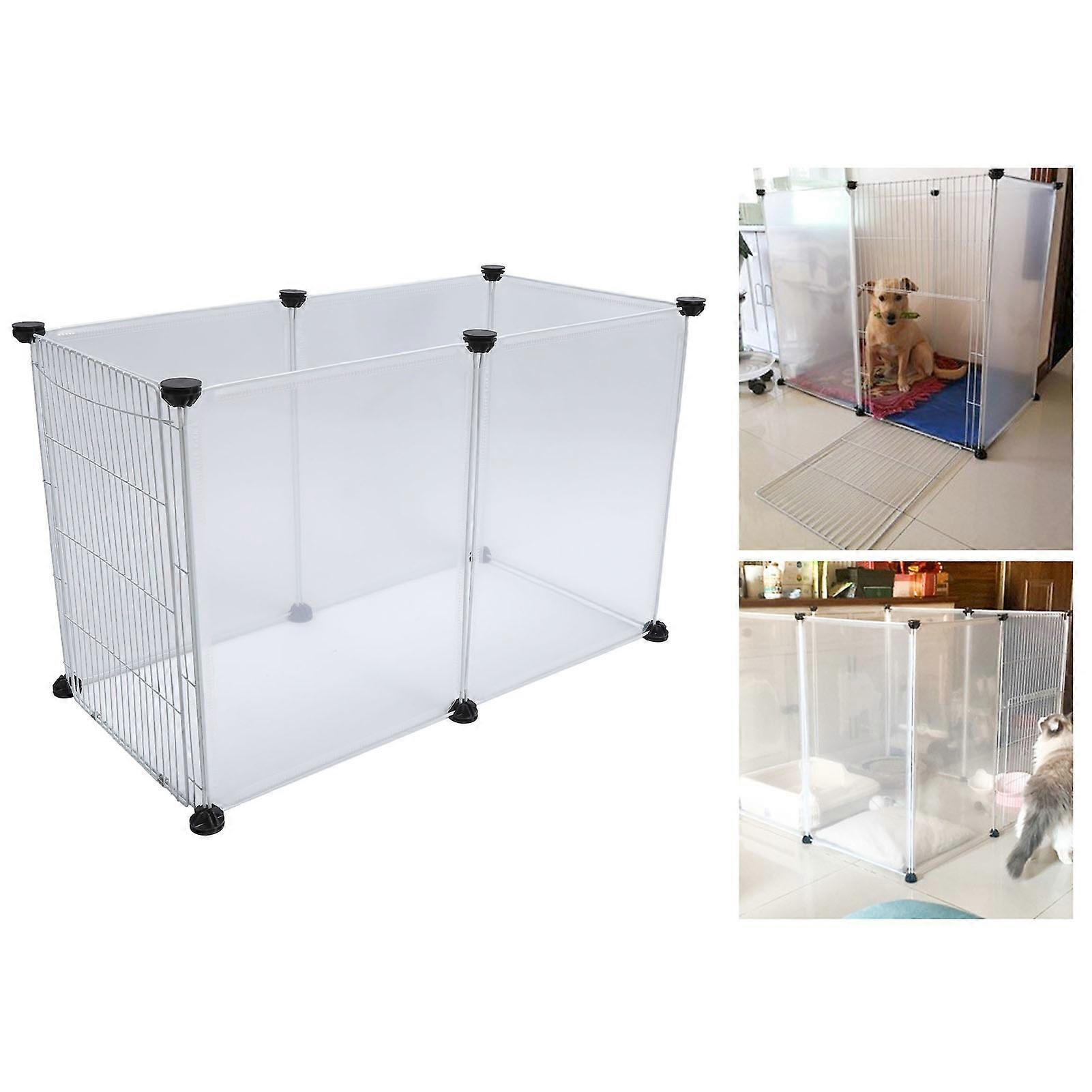 Portable 6-Piece Translucent Plastic Pet Fence for Small Pets