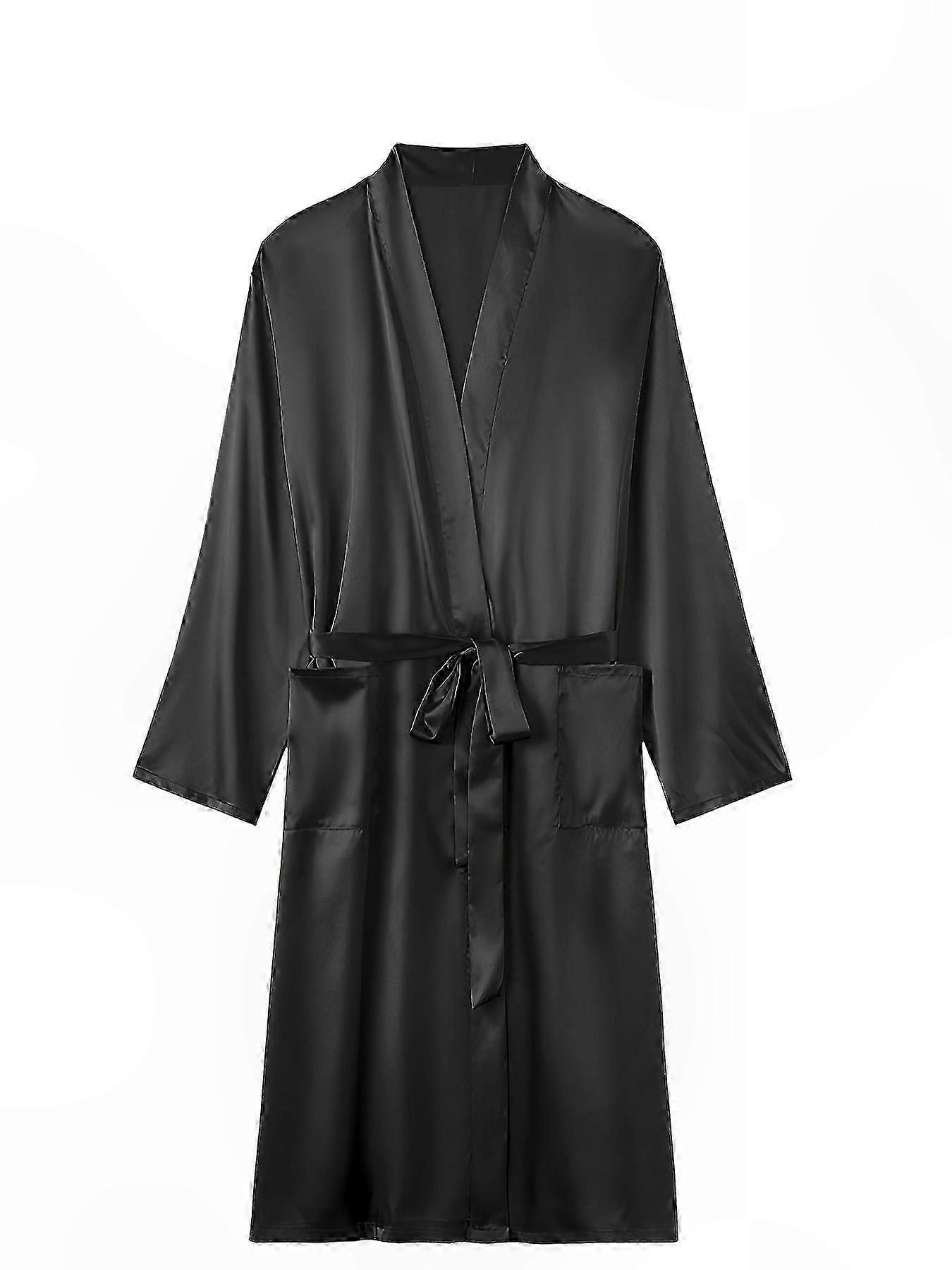 Men's Lightweight Solid Color Bathrobe, Comfortable Plus-Size Robe for Relaxation and Lounging
