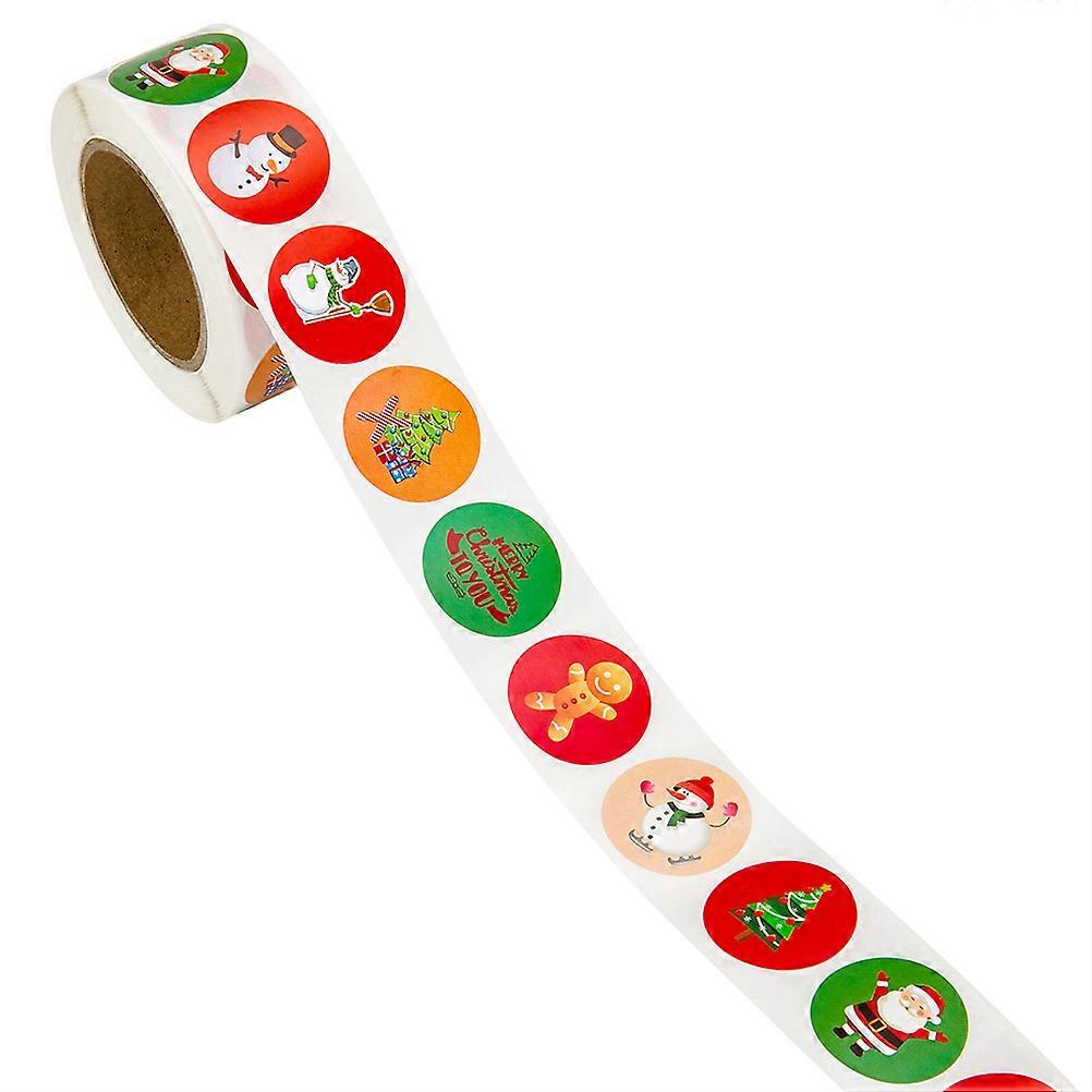Christmas Themed Labels 2 Rolls Multi Round Stickers Perfect For Bakery Owners Candy Shops 2.5 X 2.5 X 0.1Cm