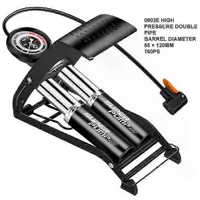 Kannettava pyörän jalkapumppu mittarilla autoon ja moottoripyörään