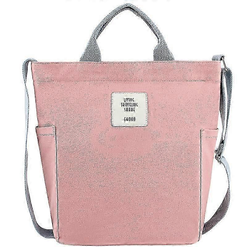 Pink Women Canvas Tote Handbags Casual Shoulder Work Bag Crossbody