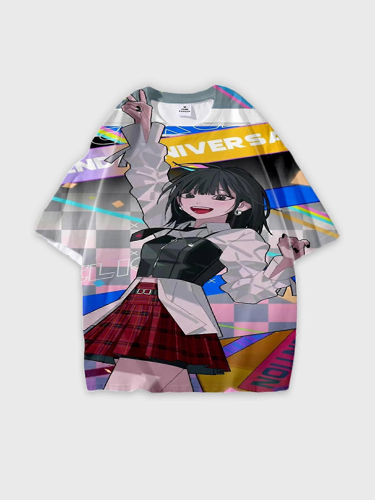 T-Shirt Round Neck, Loose Short Sleeve Link Click Graphic Tee, Unisex Summer Casual Top W3127