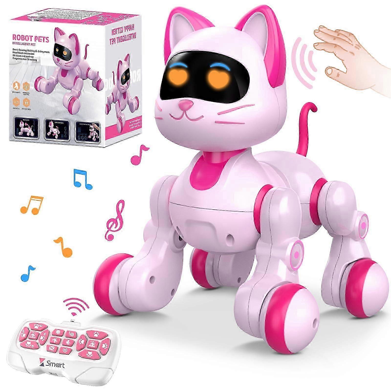 Robot Cat Interaktive Leker For: Elektroniske Rosa Kitty Kjæledyr - Robotisk Dans